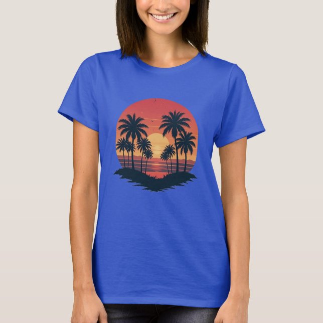 tropical sunset beach design T-Shirt (Front)