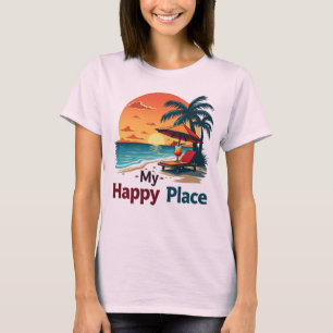 Tropical Sunset Beach Happy Place Women's T-Shirt