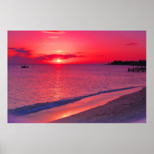 Tropical Sunset Beach Large Wall Poster