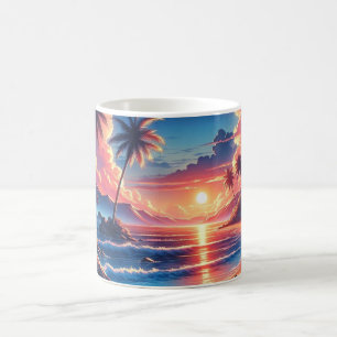Tropical Sunset Beach Painting Coffee Mug