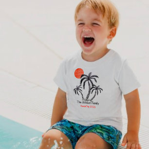 Tropical Sunset Beach Palm Tree Family Vacation Baby T-Shirt
