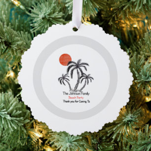 Tropical Sunset Beach Palm Tree Family Vacation Decoration Card