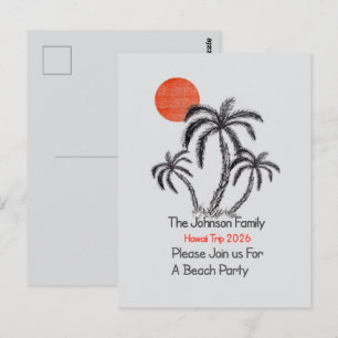 Tropical Sunset Beach Palm Tree Family Vacation Postcard
