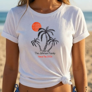 Tropical Sunset Beach Palm Tree Family Vacation T-Shirt