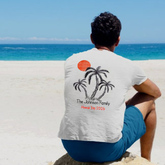 Tropical Sunset Beach Palm Tree Family Vacation T-Shirt