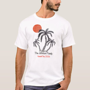 Tropical Sunset Beach Palm Tree Family Vacation T-Shirt