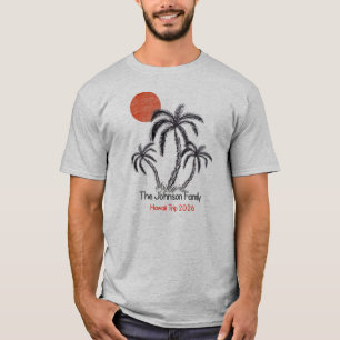 Tropical Sunset Beach Palm Tree Family Vacation T-Shirt