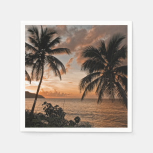 Tropical Sunset Beach Palm Trees Napkin