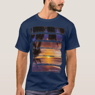Tropical Sunset Beach Palm Trees Ocean Sand T-Shirt