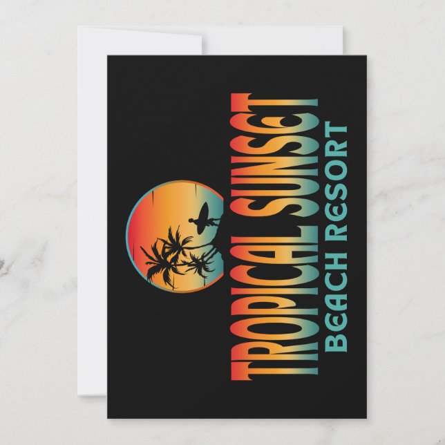 TROPICAL SUNSET BEACH RESORT SUMMER SURFING INVITATION (Front)
