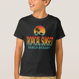 TROPICAL SUNSET BEACH RESORT SUMMER SURFING T-Shirt