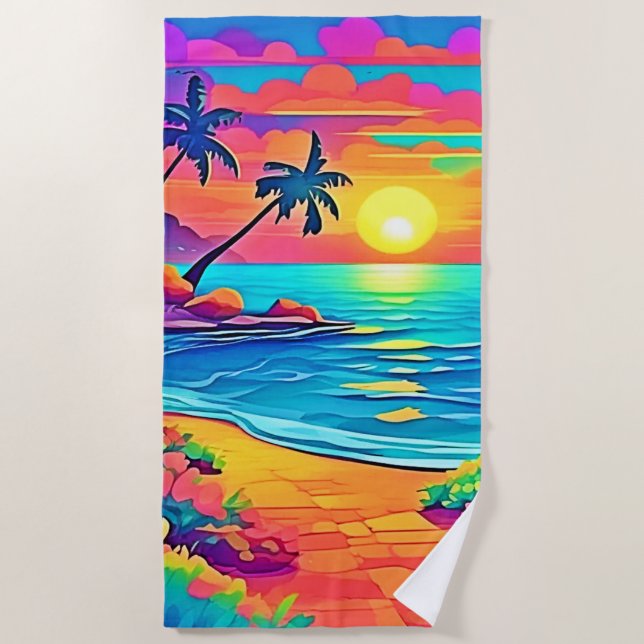 Tropical Sunset Beach Towel (Front)