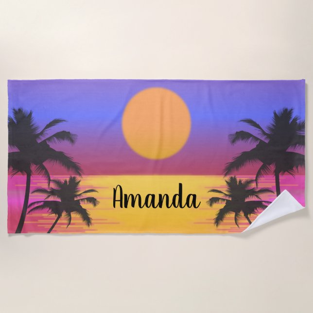 Tropical Sunset Beach Towel (Front)