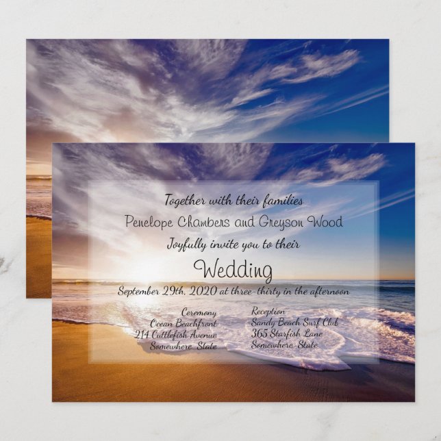 Tropical Sunset Beach Wedding Invitation (Front/Back)