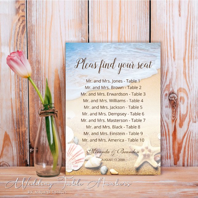 Tropical Sunset Beach Wedding Seating Chart Card (Creator Uploaded)