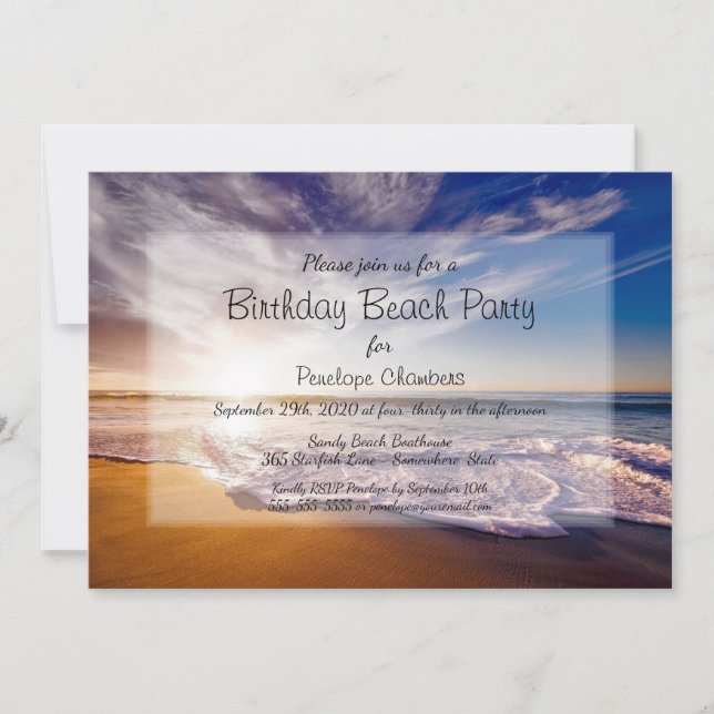 Tropical Sunset Birthday Beach Party Invitation (Front)
