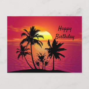 Tropical Sunset Birthday Postcard