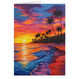Tropical Sunset Blank Card
