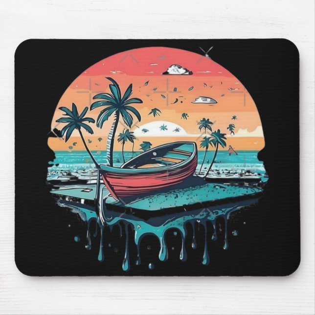 Tropical Sunset Boat Mouse Mat (Front)