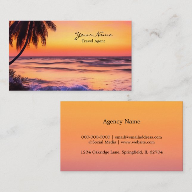 Tropical Sunset Business Card (Front/Back)