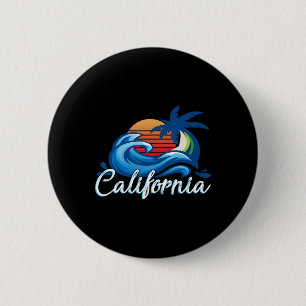 Tropical Sunset Cali Beach Waves Surfing Usa Calif 6 Cm Round Badge