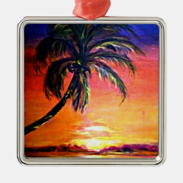 Tropical sunset, Cape Coral, Florida Metal Tree Decoration (Front)