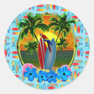 Tropical Sunset Classic Round Sticker