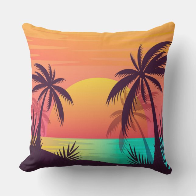 Tropical Sunset Cushion (Front)
