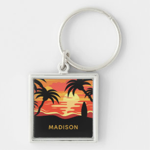 Tropical Sunset custom name key chains