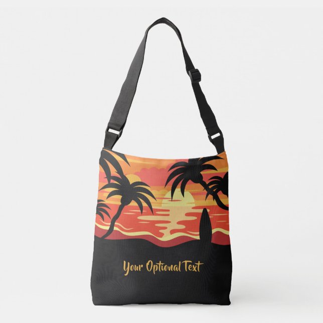 Tropical Sunset custom text beach bags (Front)