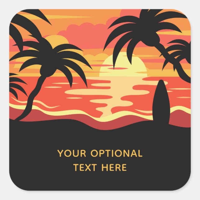 Tropical Sunset custom text stickers (Front)