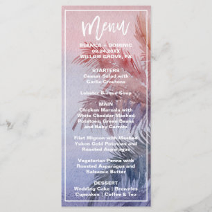 Tropical Sunset Dinner Menu Card