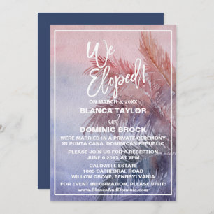 Tropical Sunset Elopement Reception Invitation