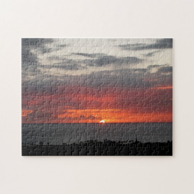 Tropical Sunset Evening Blue Ocean Nature Jigsaw Puzzle (Horizontal)
