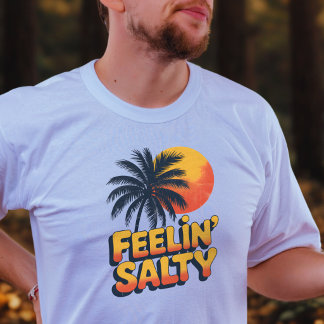 Tropical Sunset Feelin Salty Palm Tree Beach  T-Shirt