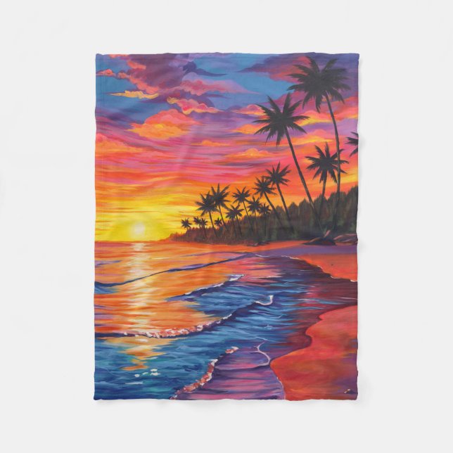 Tropical Sunset Fleece Blanket (Front)