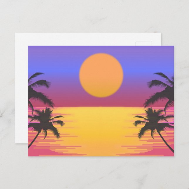 Tropical Sunset Graphic Holiday Postcard (Front/Back)