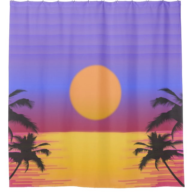 Tropical Sunset Graphic Shower Curtain (Front)