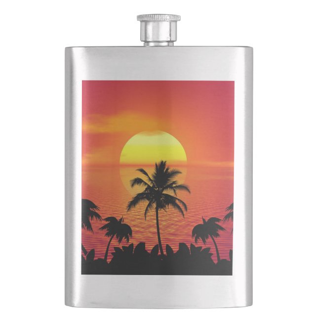 Tropical Sunset Hip Flask (Front)