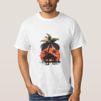 Tropical Sunset Hut T-Shirt – Ocean Escape Serenit