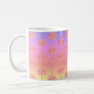 Tropical Sunset Island Girl Pink Palm Tree Mug