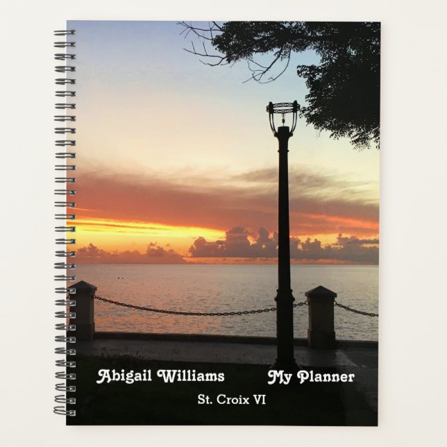 Tropical Sunset Island Photo Personalise Planner (Front)