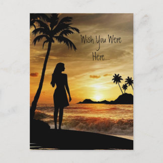 Tropical Sunset Island Postcard