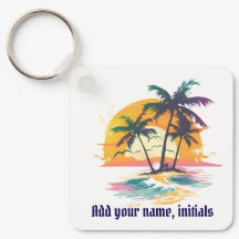 Tropical Sunset Keyring – Beach Vibes & Palm Trees