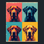 Tropical Sunset Labrador Retriever Pop Art Grid Poster<br><div class="desc">This striking piece of pop art tells the story of a beloved Labrador Retriever, reimagined through the vibrant and iconic lens of the mid-20th-century art movement. What makes it special is its successful fusion of a timeless, comforting subject—the friendly dog—with a bold, modern aesthetic. The artwork captures the Labrador’s famously...</div>