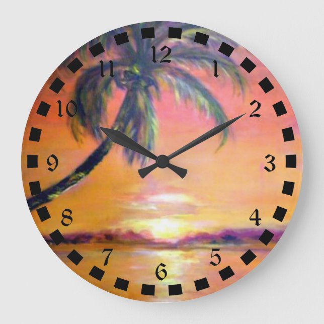 Tropical Sunset Large Clock (Front)