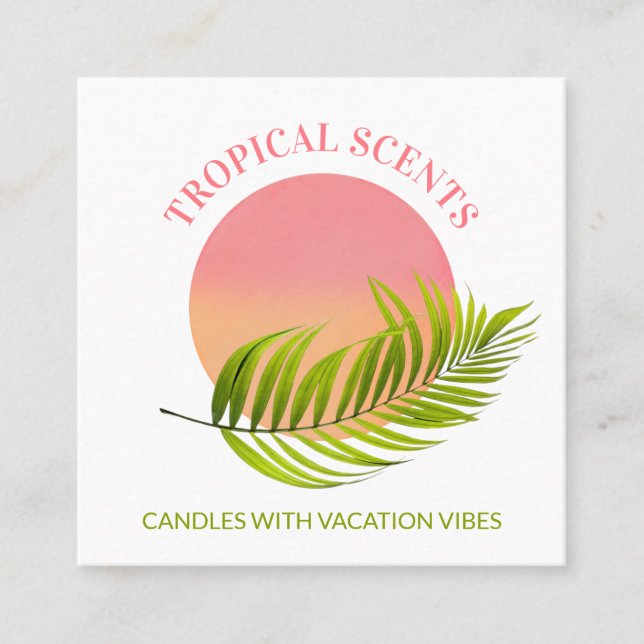 Tropical Sunset Logo Soap And Candle Square Business Card (Front)