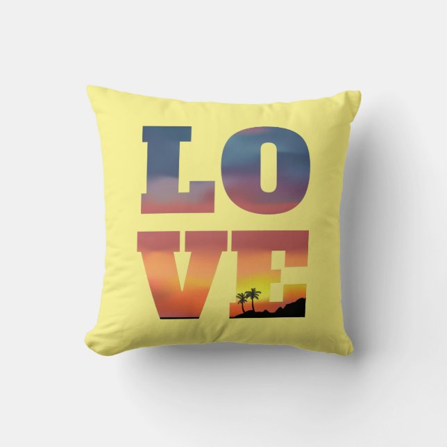 Tropical Sunset Love Cushion (Front)