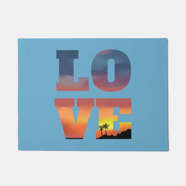 Tropical Sunset Love Doormat (Front)