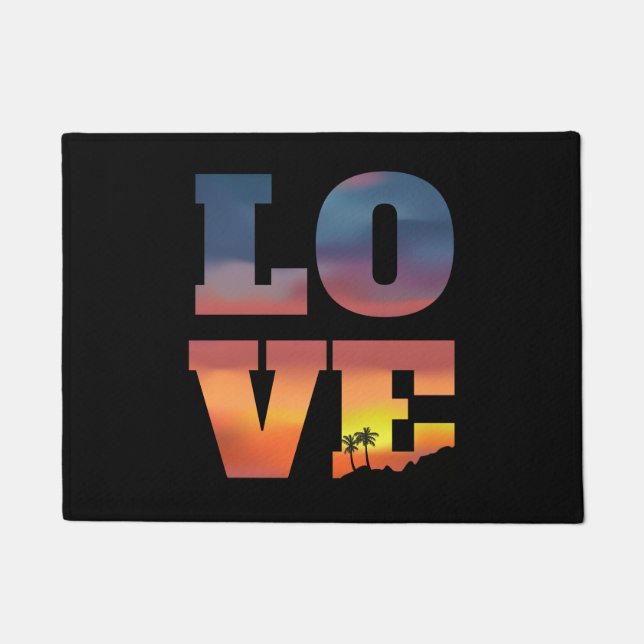 Tropical Sunset Love Doormat (Front)